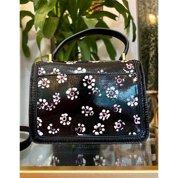 ♦️♦️  TORY BURCH AUTHENTIC BLACK PATENT LEATHER JULIETTE HANDBAG ♦️♦️ - Picture 6 of 15